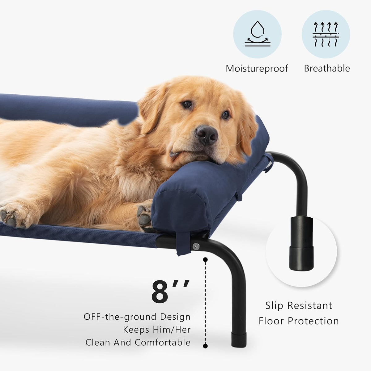 WESTERN HOME Cooling Elevated Dog Bed for Large Dogs - 48.0"L x 35.0"W x 8.0"Th / Dark Blue - image 2