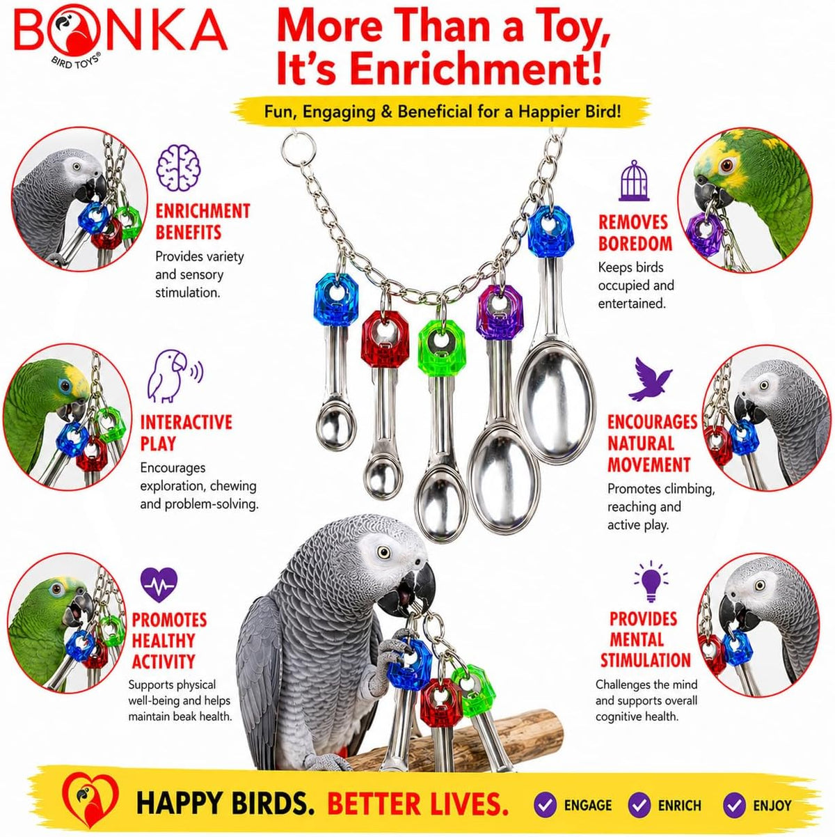 Bonka Bird Toys 1969 Spoon Delight Parakeets Cockatiel Conure - image 2