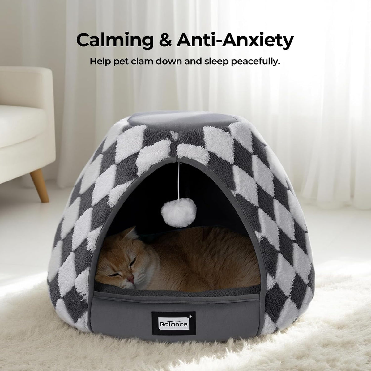 BALANCE Cat Beds for Indoor Cats - 19"L x 19"W x 16"Th / Dark Grey - image 3