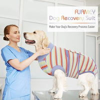 FUAMEY Recovery Suit for Dogs After Surgery,Soft Breathable Dog Bodysuit E-Collar & Cone Alternative Surgical Suit,Male Female Dog Neuter Spay Suits Anti Licking Wounds Onesie Purple Stripes XS