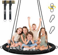 Trekassy 45" Spider Web Saucer Tree Swing with Swivel for Kids - Black / 45 inch