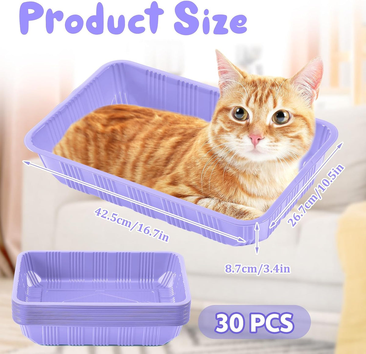 Tessco for you 30 Pack Disposable Litter Boxes for Cats - Light Purple - image 2
