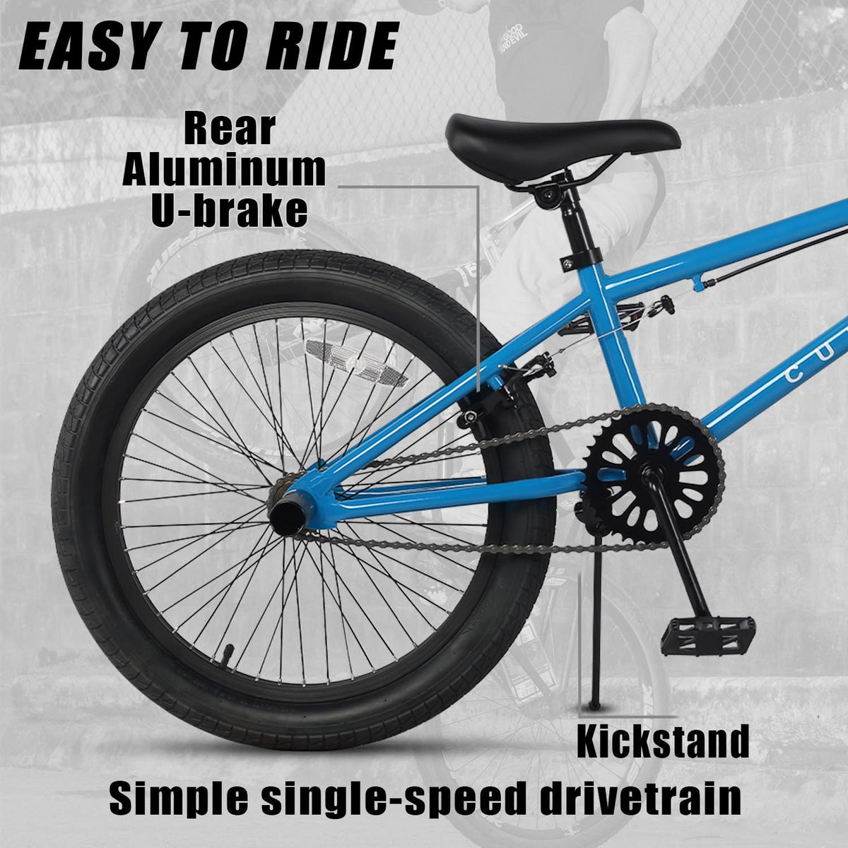 cubsala Crossea 18 20 Inch Kids Freestyle BMX Bike for 5-13 Years Old – Fun for Kids & Family - Blue & Black / 20 Inch / With 4 Pegs - image 3