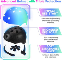 Toddler Kids Bike Helmet Set with Knee Elbow Pads - BlueBlueGreen-1 / Medium: 21.7"-22.8"/55-58cm - image 2