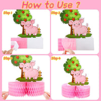 Threan 6 farm animal honeycomb table centerpieces with pigs, cows and sheep - view 3