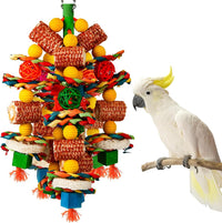 Bird Toys, Natural Corn Cob and Loofah Slices for Large Parrots - Colorful