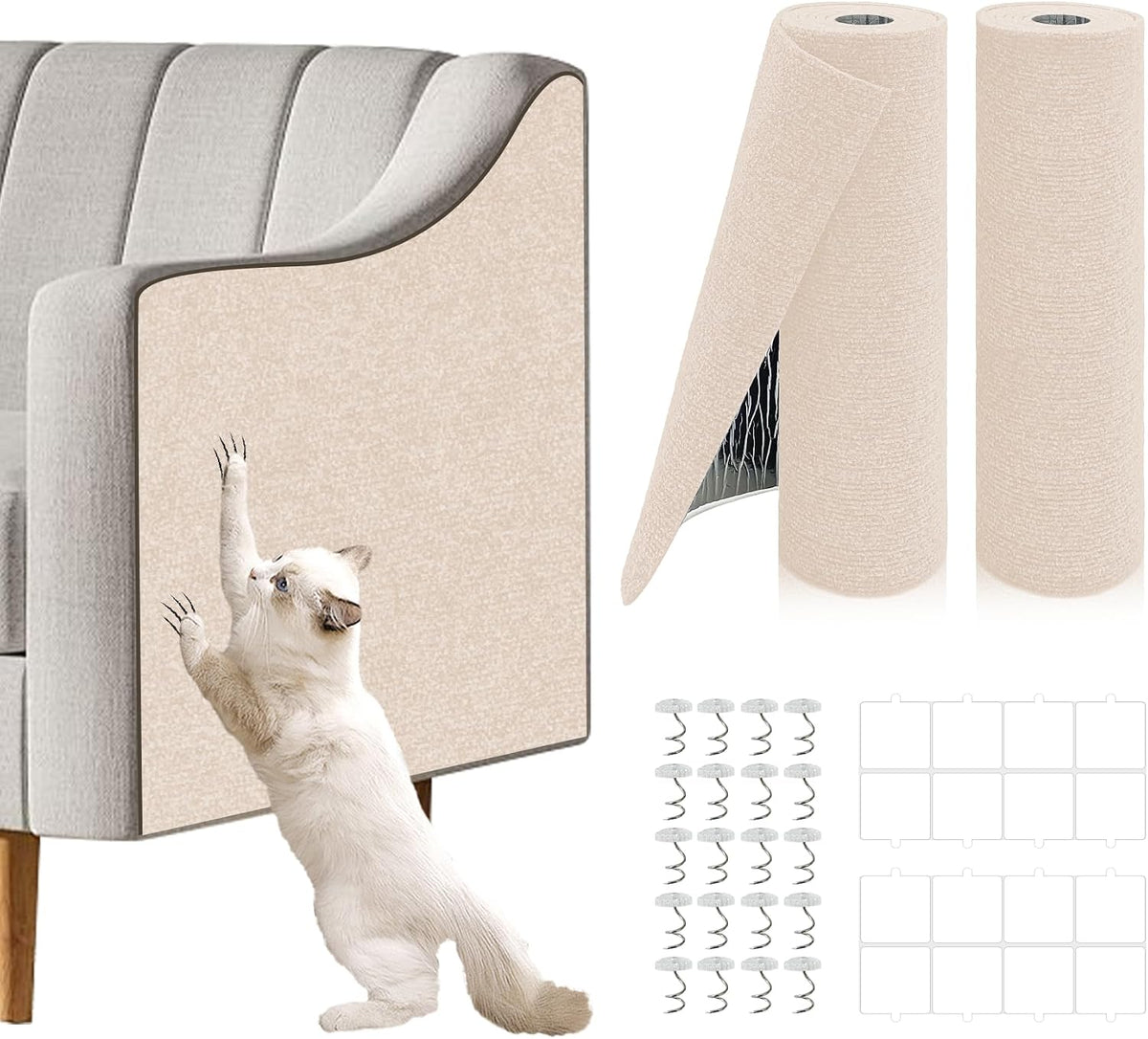 2 Pcs Self-Adhesive Cat Scratch Mat - Beige