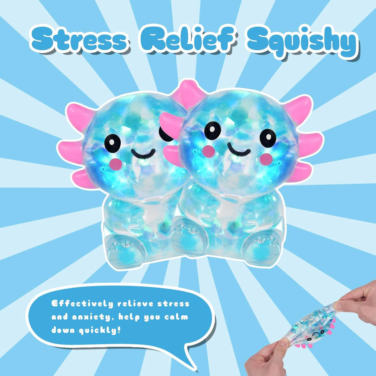 Ropuptl sitting axolotl squishy toy in purple, slow rising soft fidget - view 33