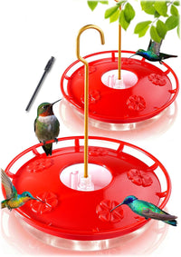 2 Pack 16 oz Saucer Hummingbird Feeders for Outdoors - Pure Red / 2-Feeder Set
