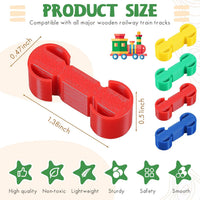 Hanaive 20 pack wooden train track connectors, dog bone shaped adapters - view 3