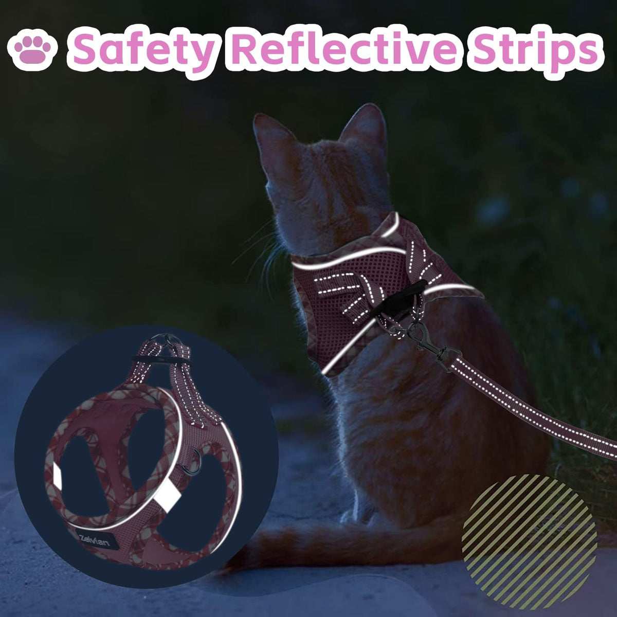 Escape Proof Cat Harness and Leash, Adjustable Vest - Pink / XS - image 4