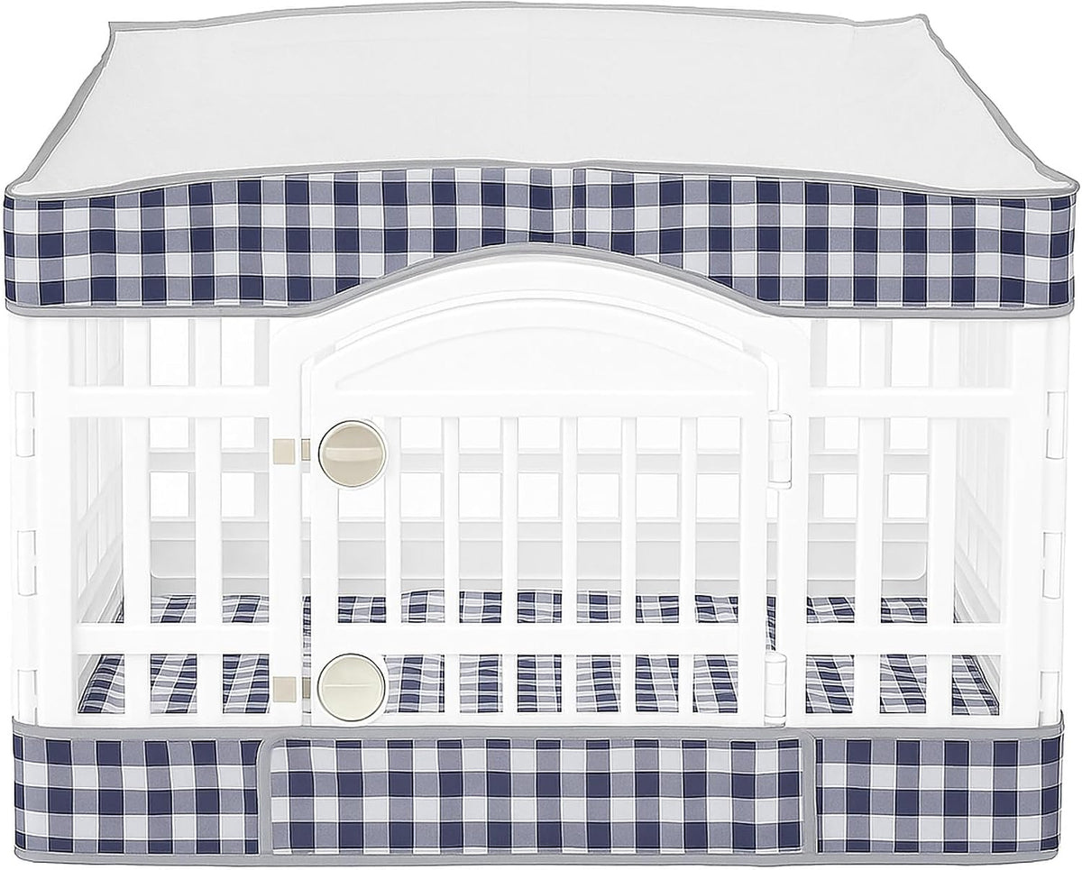 2 Pack Dog Playpen Cover and Bottom Pad Fits for 36 Inch 4 Panels Pet - Blue