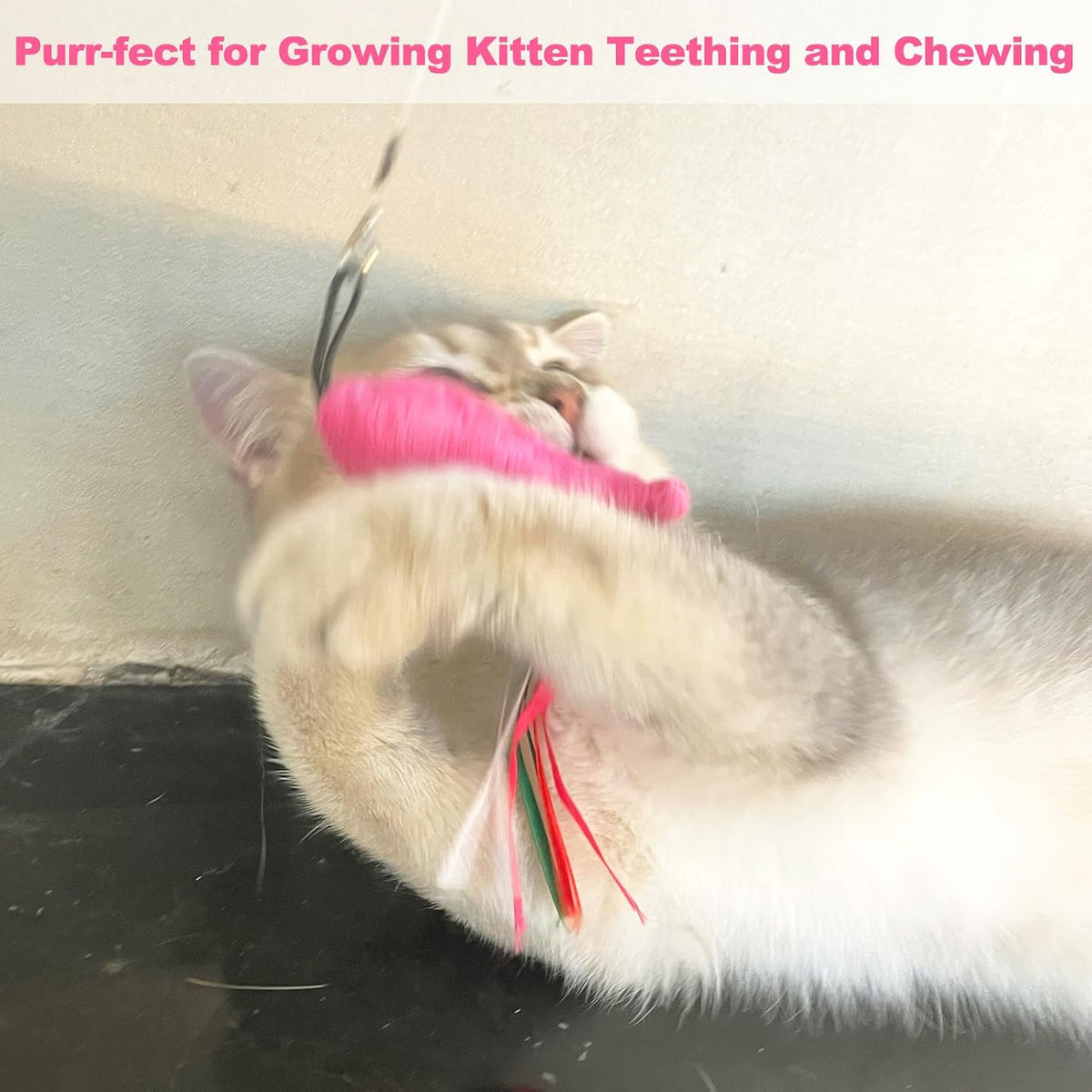 Catnip Toys, 5PCS Soft Plush Pink Fish Cat Toy Chew Kitten Toys – Essentials for Cats - image 4