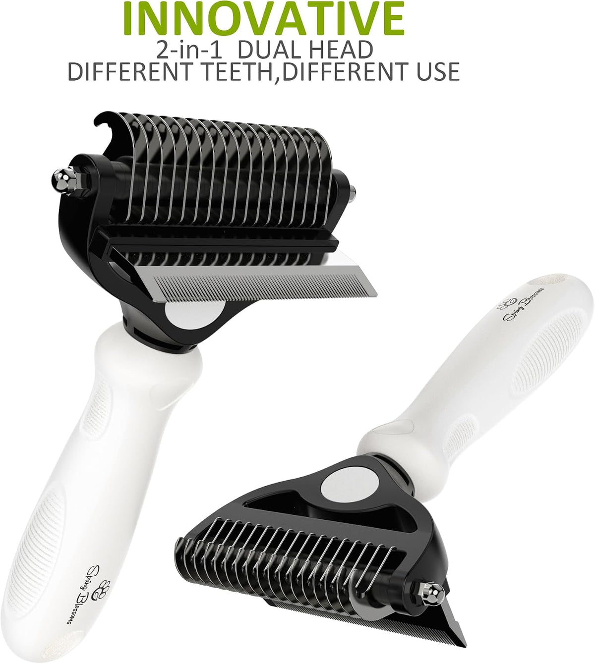 Spring Blossoms-2 in 1 Professional Grooming Rake for Cats - Cloud Dancer White - image 4