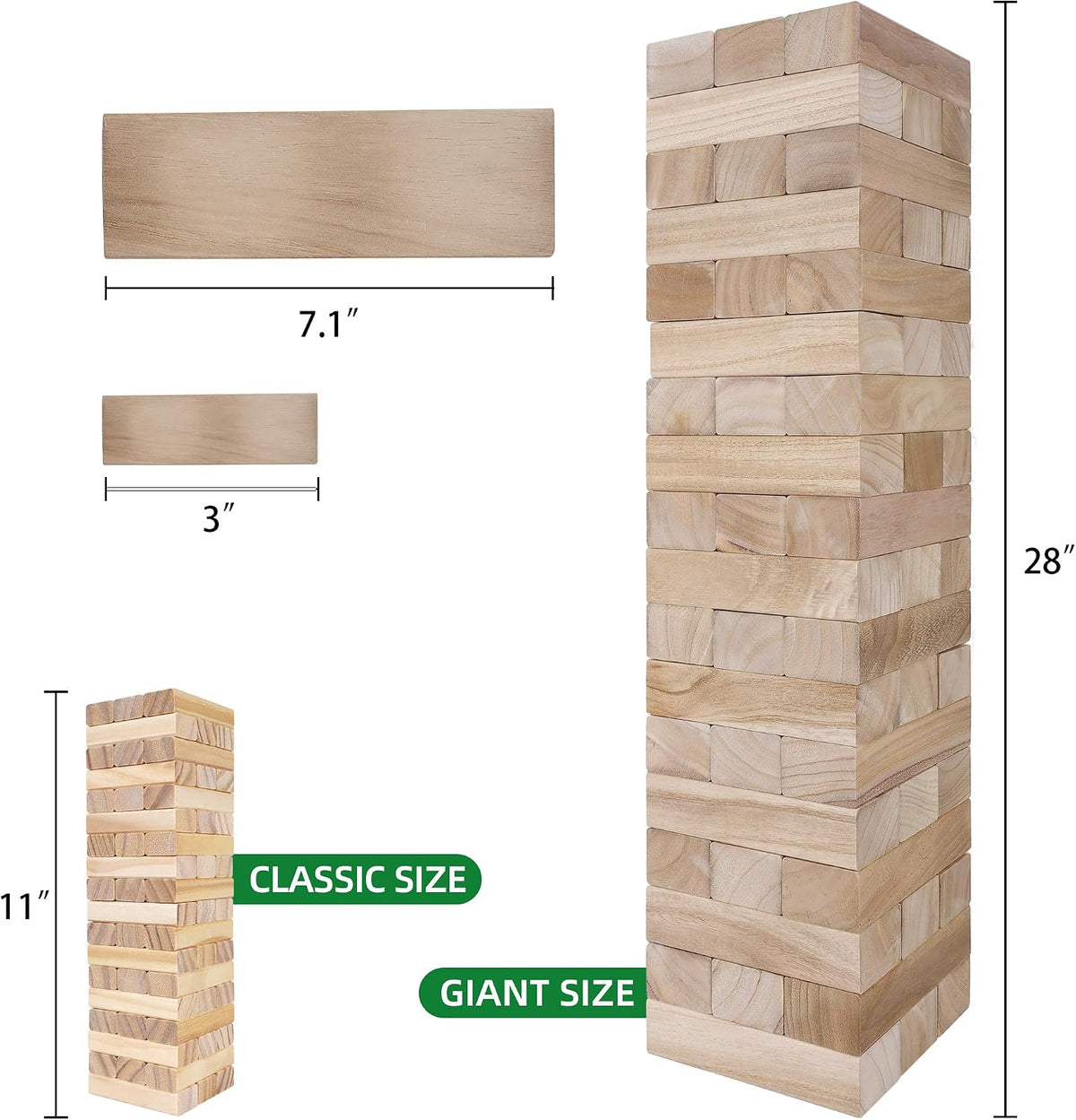 GOTHINK Giant Tumble Tower Game - Natural / XL- Over 5FT - image 4