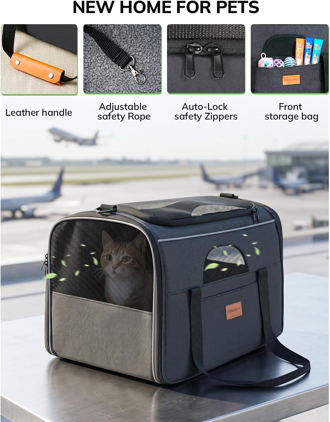Morpilot Cat Carrier Soft for Large Medium Cats and Puppy up to – Essentials for Dogs - Dark Gray / 16.5"L x 11.0"W x 11.0"H - image 4