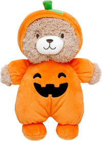 Halloween 9 inch Plush Rattle with Embroidered Jack-O-Lantern for Baby - Orange Bear