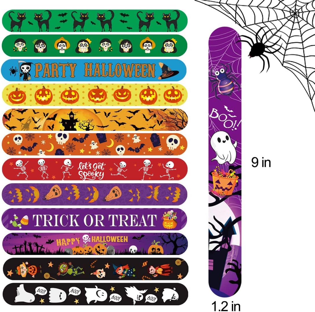 SUNPROUND Halloween slap bracelets with pumpkin, ghost, bat and witch prints - view 11