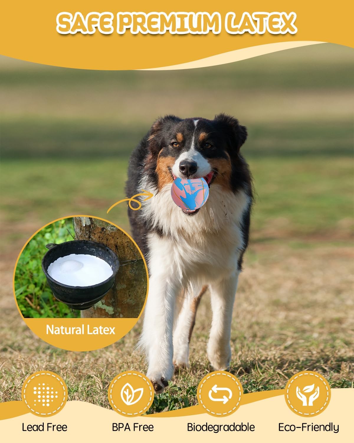 SCHITEC Dog Squeaky Toy Balls, Puppy Tennis Balls for Fetch Play - For Medium/Large Dogs / Tennis Ball - image 4