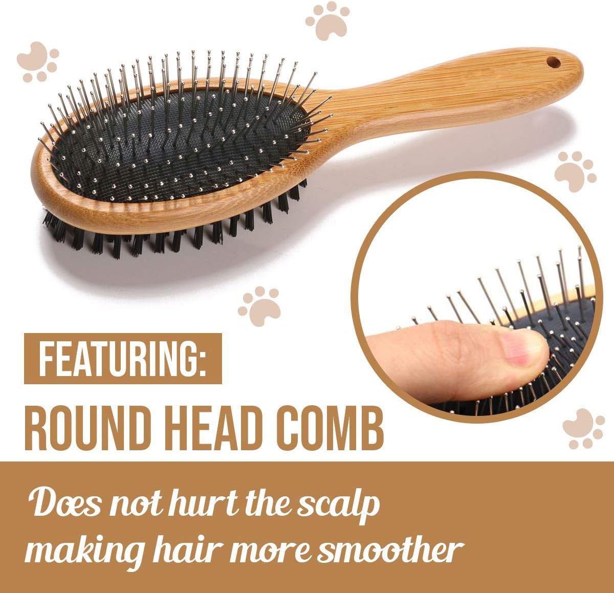 KylePet Dog Brush, Double Sided Pet Slicker Brush with Bamboo Handle for Dogs and Cats Long Hair - image 3