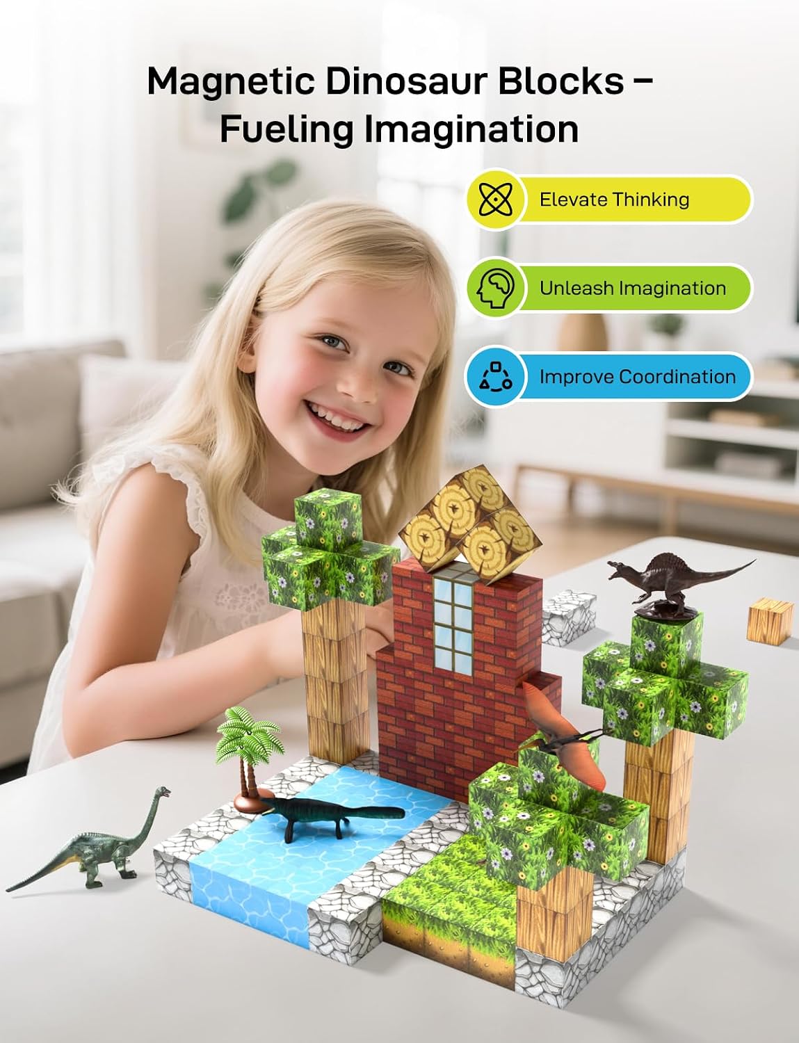 Veecafiodi magnetic blocks set with dinosaur figures - view 4
