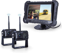 Yuwei Digital Wireless Backup Camera System,YW-77214 Dual HD 720P Camera Wireless Reverse System with Night Vision and Wide Viewing Angles, 7inch Wireless Monitor Split Screen for Trailer, RVs, Ca
