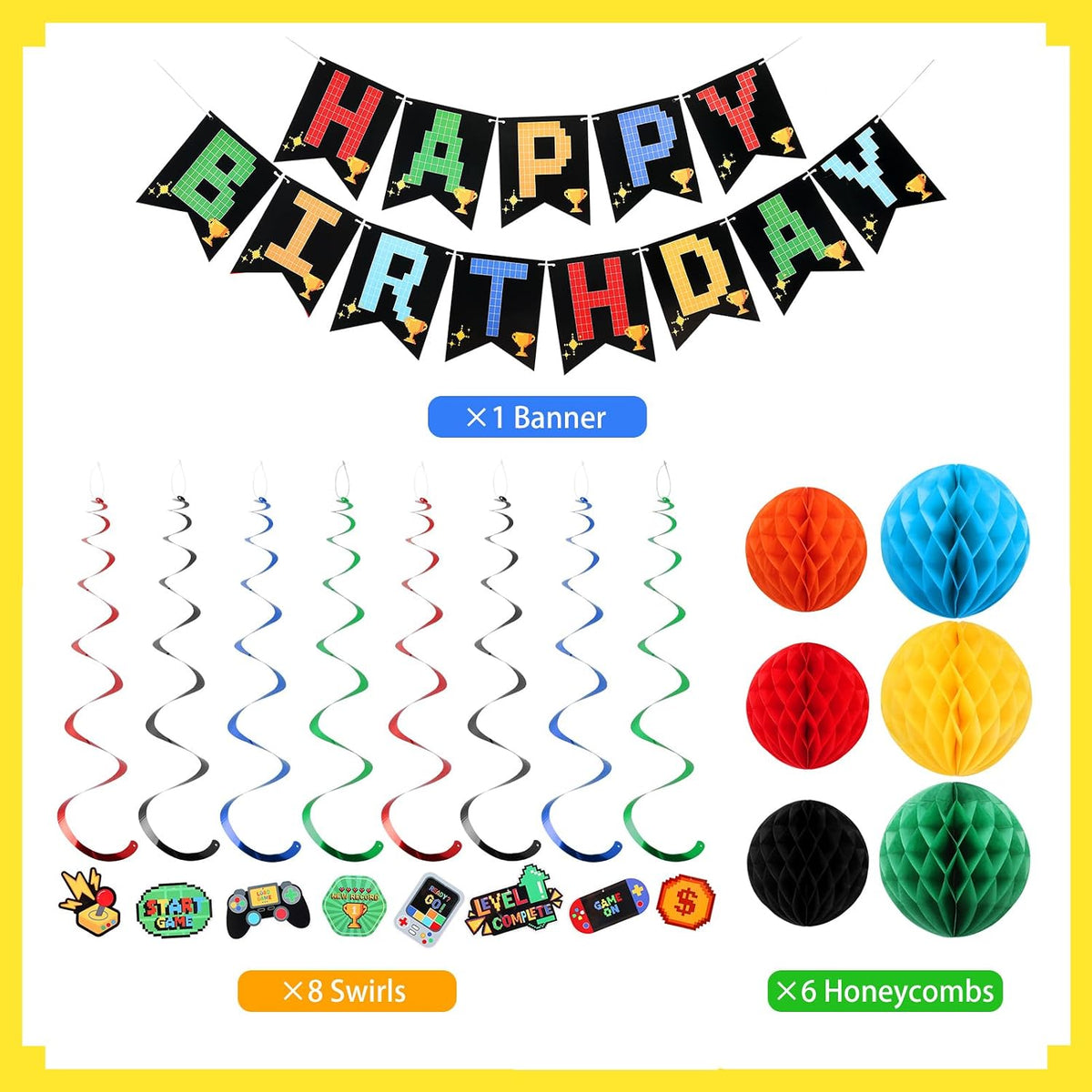 YEOCU Birthday Decorations - Rainbow / videogame - image 2