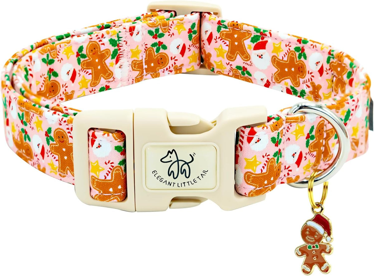 Elegant little tail Dog Collar - Pink Gingerbread Man / Medium (Pack of 1)
