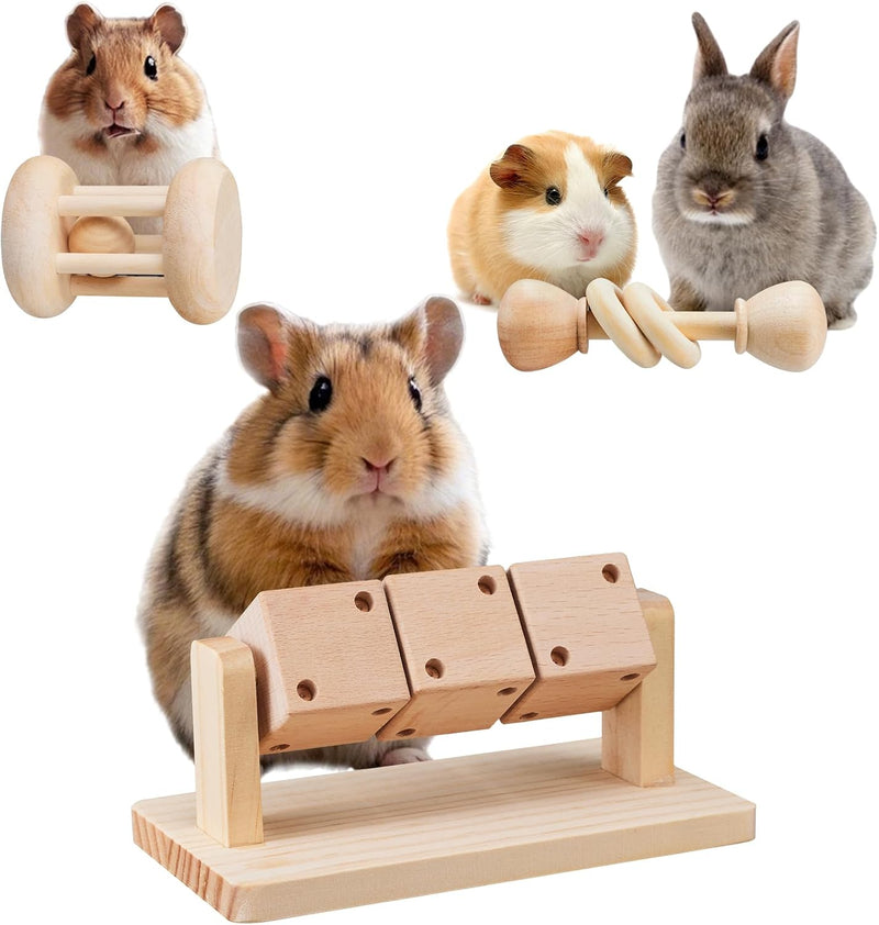 AOWPFVV Wooden Hamster Toys, Safe Rabbit Toys for Guinea Pigs