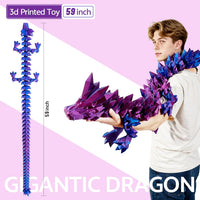 3D Printed Dragon 24 Inch - Red Blue / 47.5in - image 3