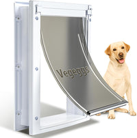 Large plastic dog door with magnetic flap and slide-in locking panel