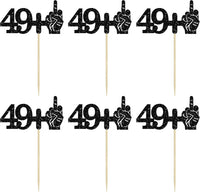 Ephlyn 1Pc 49+1 Black Glitter Cake Topper 50th Birthday Party Cake - 50th-24Pcs / Black - image 3