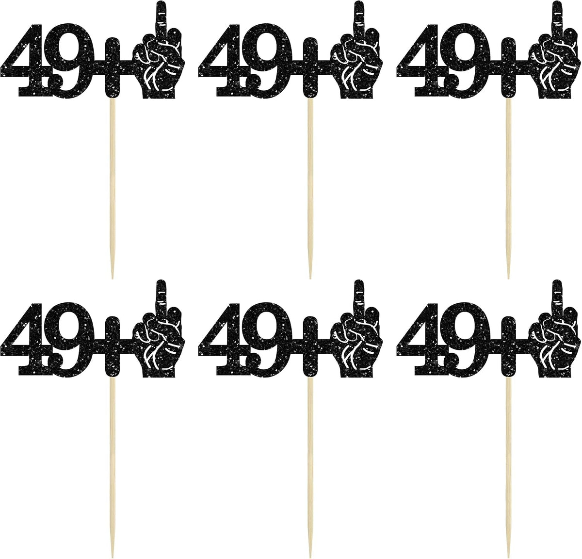 Ephlyn 1Pc 49+1 Black Glitter Cake Topper 50th Birthday Party Cake - 50th-24Pcs / Black - image 3