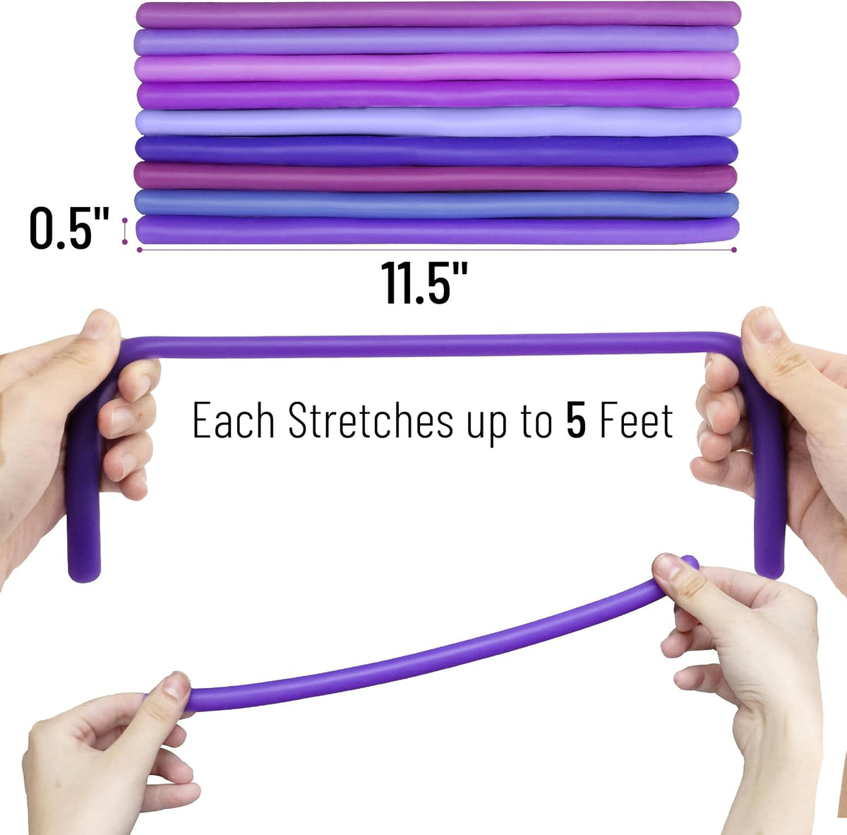 Mr. Pen, Monkey Noodle Fidget Toy, Colorful - Purple Shades / 9 Pack - image 4