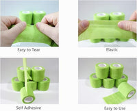 6 Pack 2" x 5 Yards Self Adhesive Bandage Wrap Breathable Cohesive Vet Wrap for Pets, Elastic Self-Adherent Tape for Sports, Wrist, Ankle (Green)