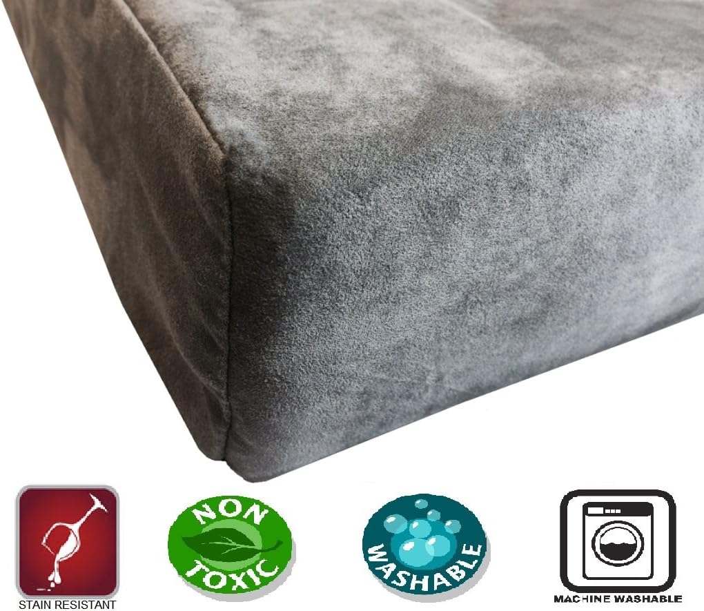 XL Orthopedic Memory Foam Dog Bed with Machine Washable Cover - XL 47" Length X 29" Width / Microsuede in Gray - image 2