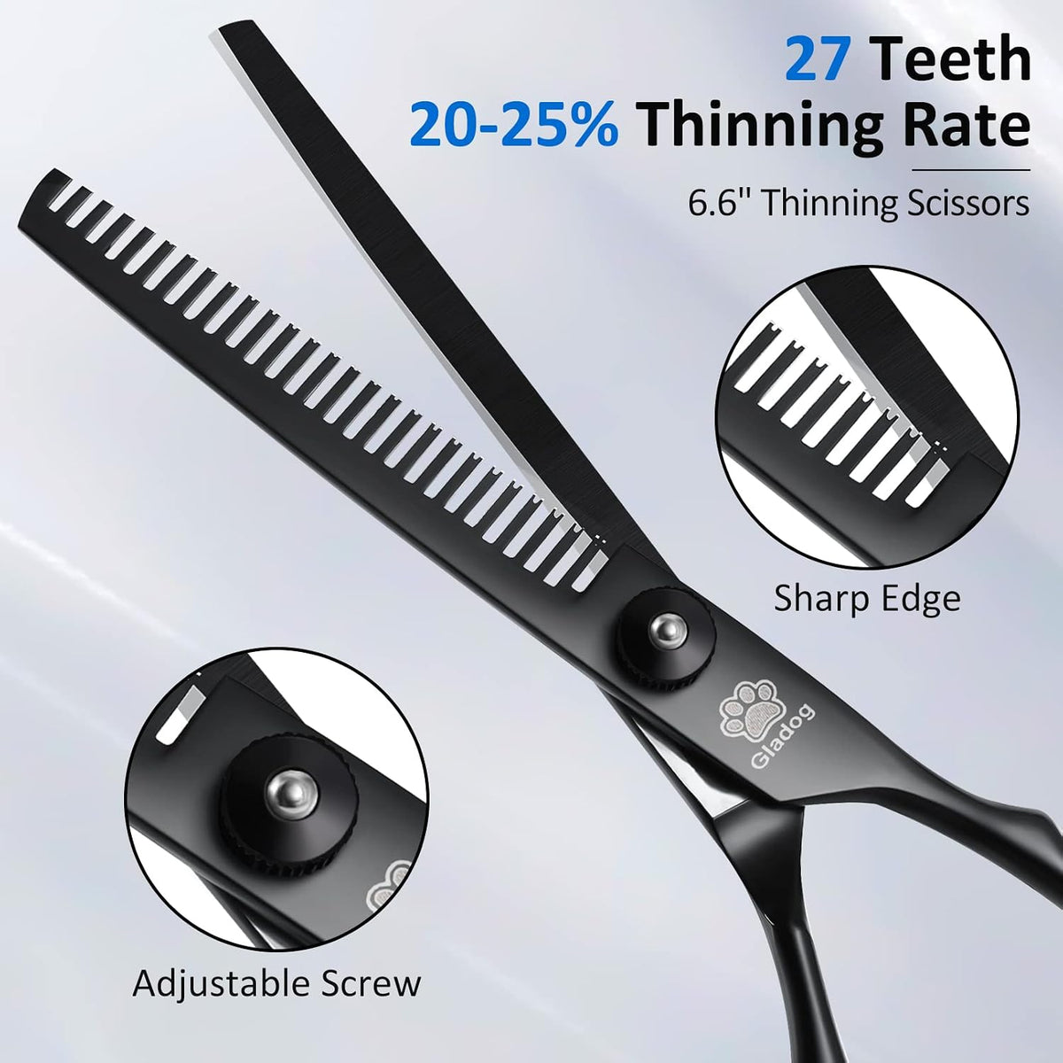 Dog Grooming Scissors Kit with Safety Round Tips - Black - image 2