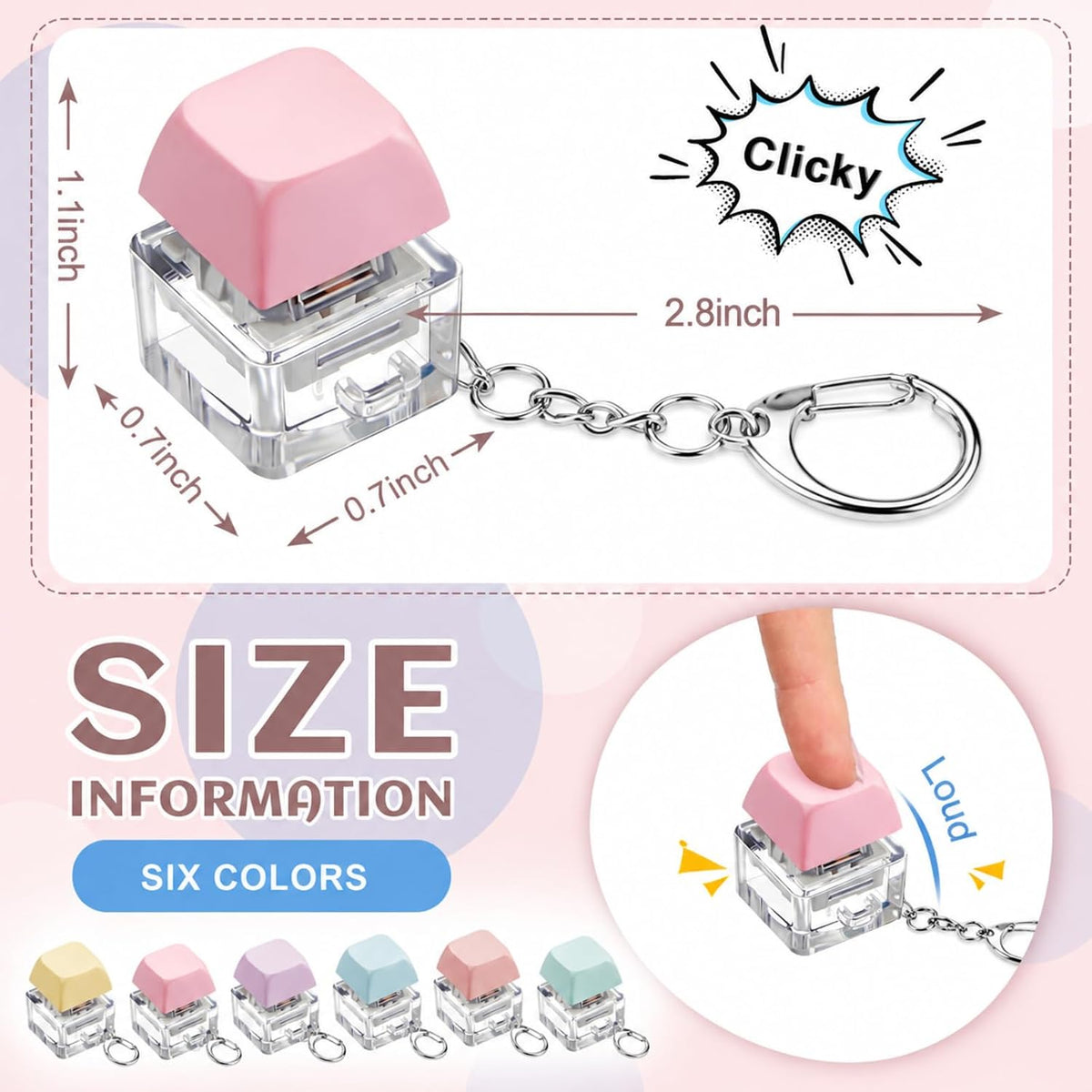 6 Pcs Keyboard Fidget Toy Keyboard Fidget Keychain - Macaron / Classic / 6 - image 3