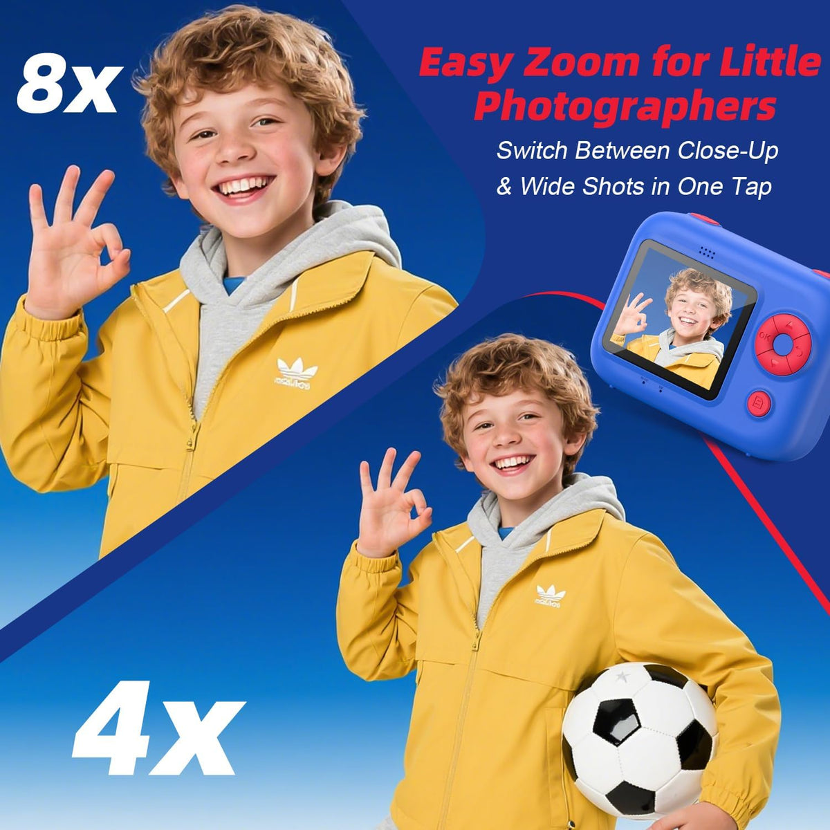Kids Instant Print Camera with 5 Rolls Print Paper - Red & Blue - image 4