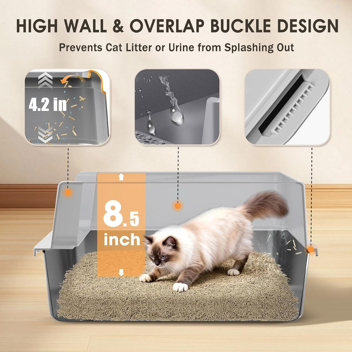 Stainless Steel Litter Box - Light Gray / 17.4'' x 13.5'' x 8.5'' - image 4