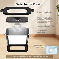 Decflow 7L Stainless Steel Dog Water Bowl, No Spill Anti-Splash Dog Bowls with Anti-Skid Mat, Spill-Proof Slow Feeder for Messy Drinkers, Heavy Duty Pet Bowls for Indoor/Outdoor Use Black