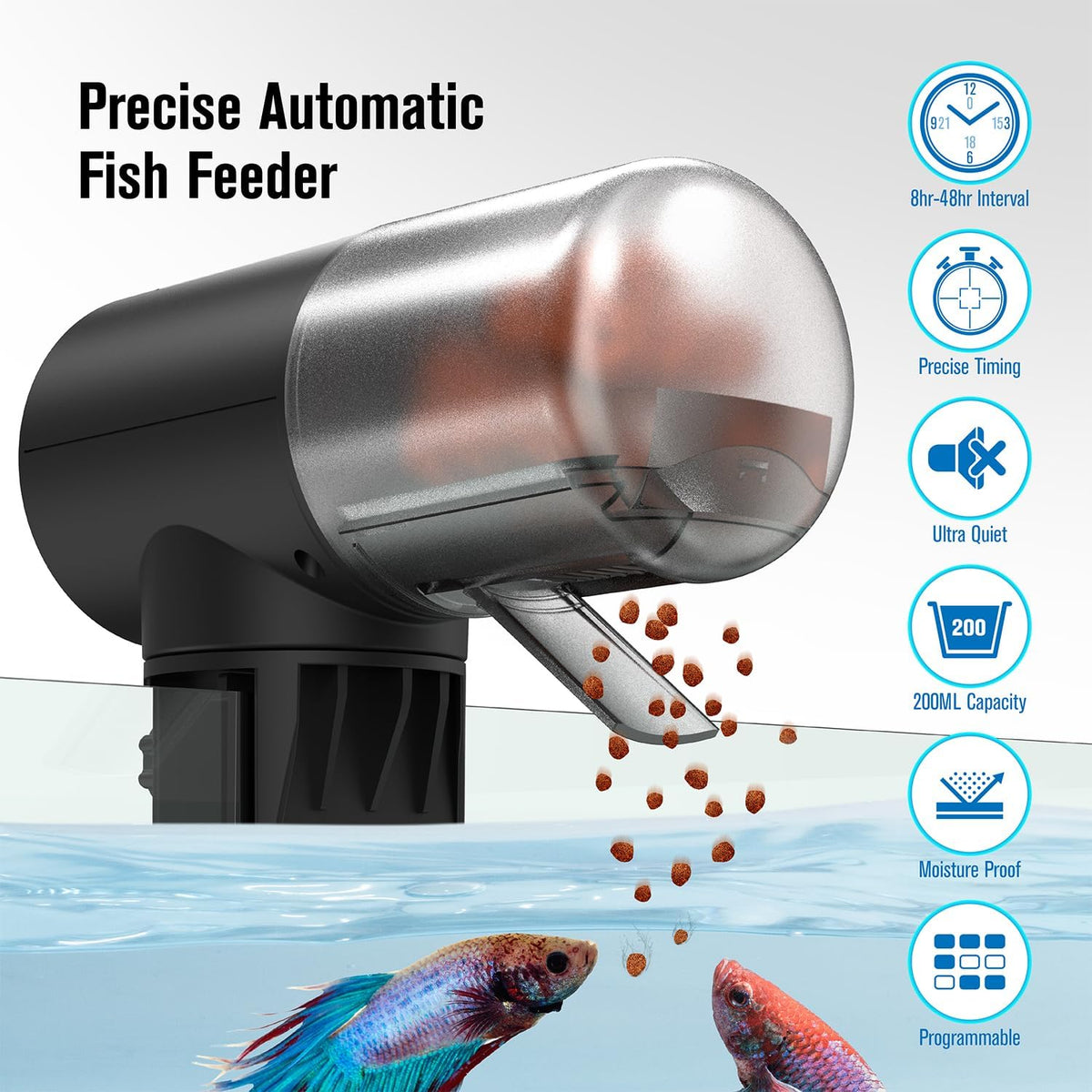 Automatic Fish Feeder Dispenser for Aquarium - Black - image 2