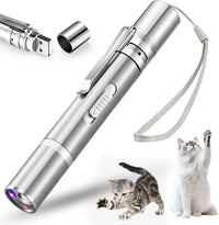 Cat Pointer Toy 2 Pack, Red LED Light Pointer Cat Toys for Indoor, USB Rechargeable 3 Light Colors Interactive Pet Toys, Chaser Training Interactive Toy