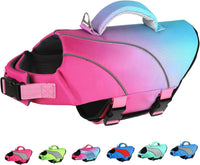 Doglay Dog Life Jacket, Swim Vest for Boating & Swimming - Xs :11.8"-16.5" (Ribcage Girth)- Single Handle / Pink+Aquagreen Gradient