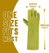HANDLANDY Animal Handling Gloves, Bite Proof Cat Gloves, Ideal for Rose Pruning, Gardening, Falconry, Pet Grooming (Ginger yellow, 16 Inches)