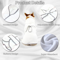 Dog Bathrobe, Microfiber Fast Drying Absorbent Hooded Bath Towel White for Puppy Small Medium Large - 2XL:50-75LB (1st Generation) / White - image 2