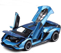 Lambo Toy Car Sian FKP3 Die-Cast Car Model with Lights and Sound Pull - Blue