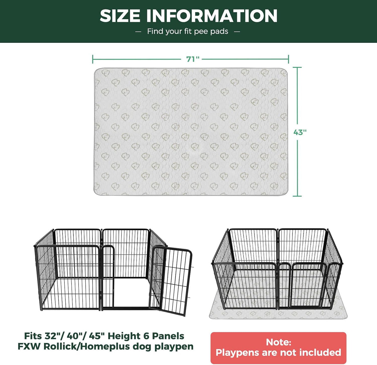 FXW Washable Pee Pads for Dogs, Super Absorbent - 43" x 71" / 2 Packs - image 3