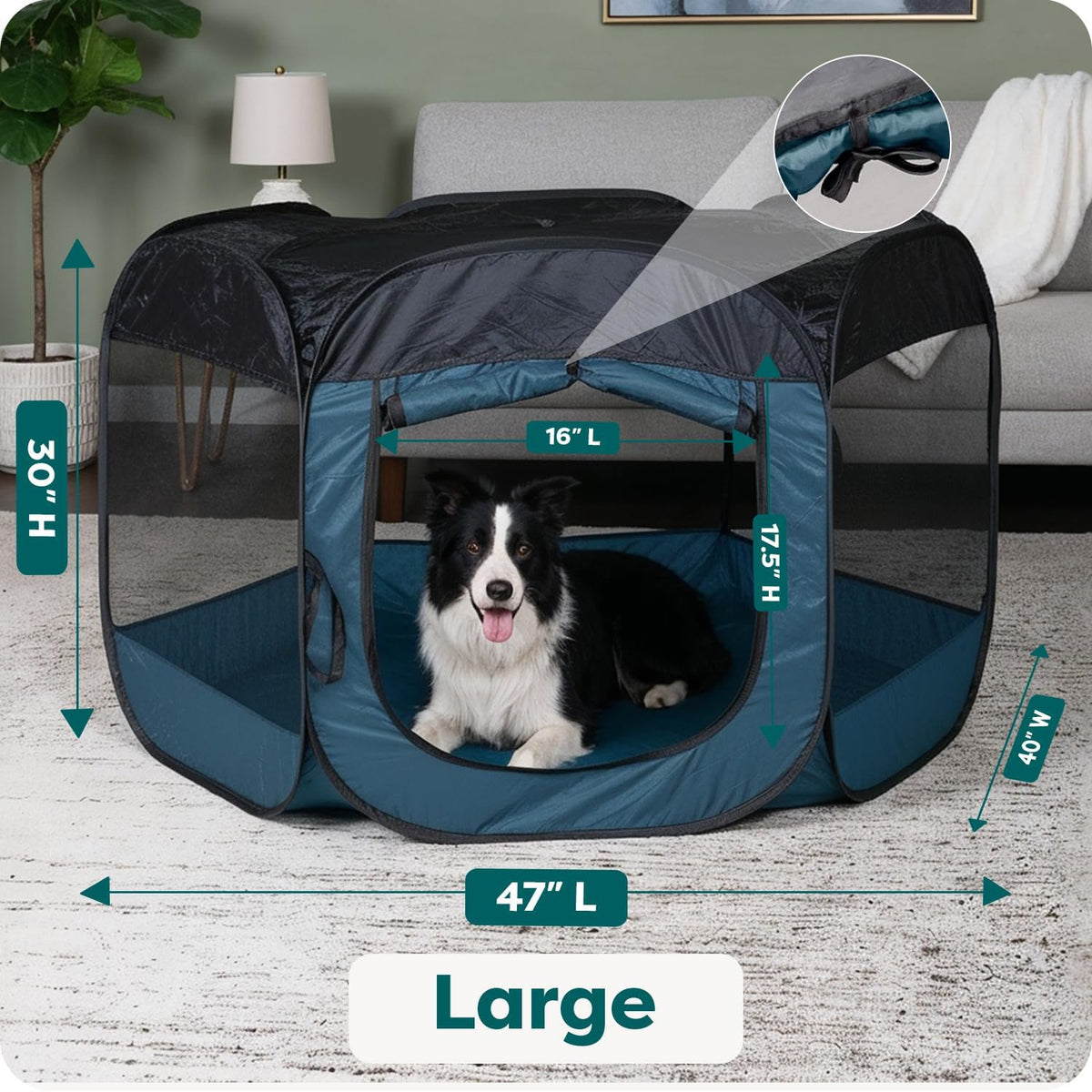 FurHaven Soft-Sided Dog & Cat Playpen - Sailor Blue / Large - image 3