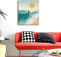 Beach Starfish Wall Decor Ocean Starfish Wall Art Sunset Scenery Coastal Theme Pictures Canvas Nature Seascape Painting Print Framed Artwork Decorations for Home Bathroom Living Room Bedroom Office 24"x20"